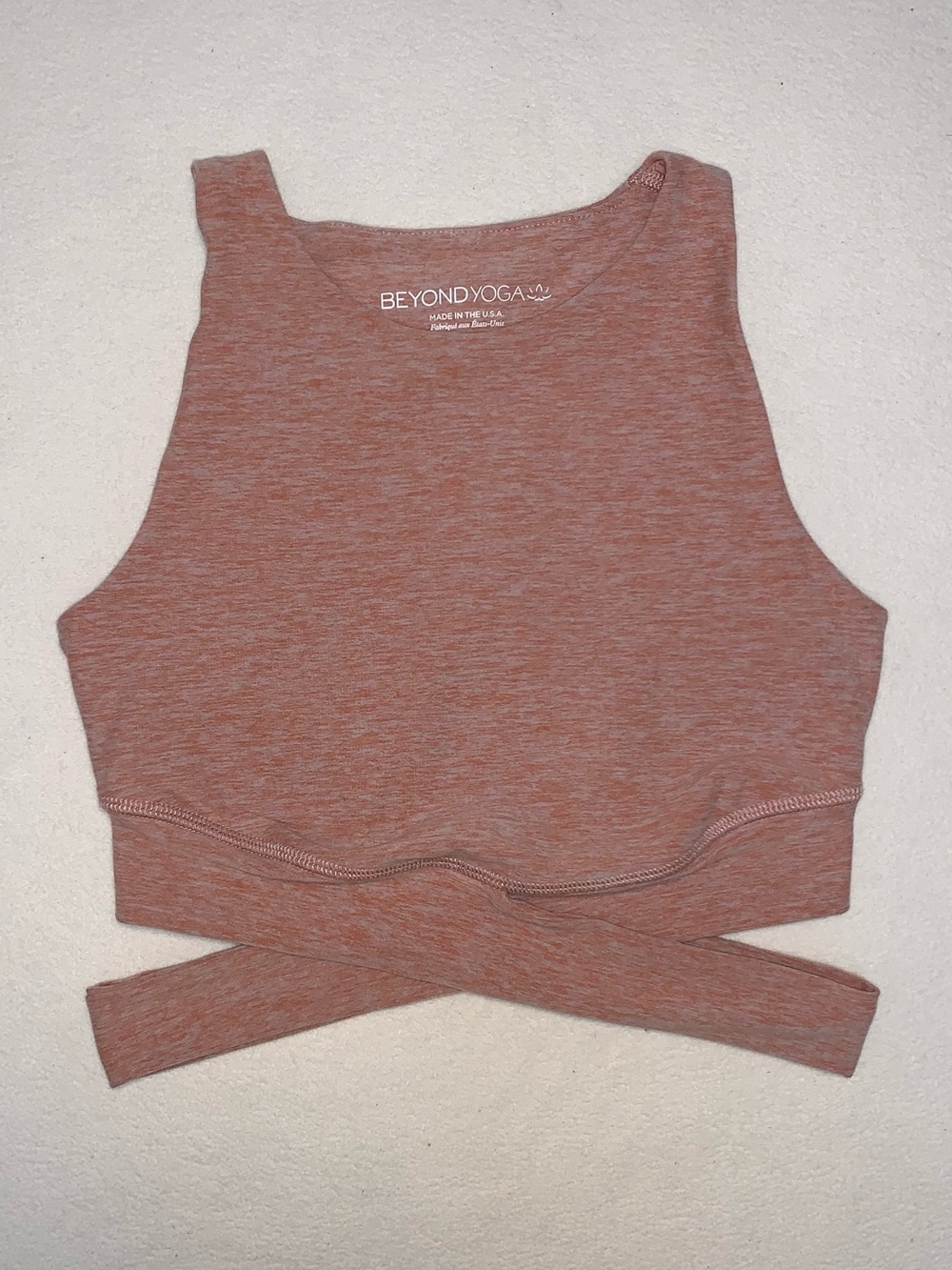 Beyond Yoga East Bound Spacedye Sports Bra Gym Top Rainwash Pink Shell Sz Small